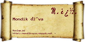 Mondik Éva névjegykártya